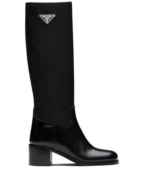 prada triangle-logo calf-length boots|prada boots for women.